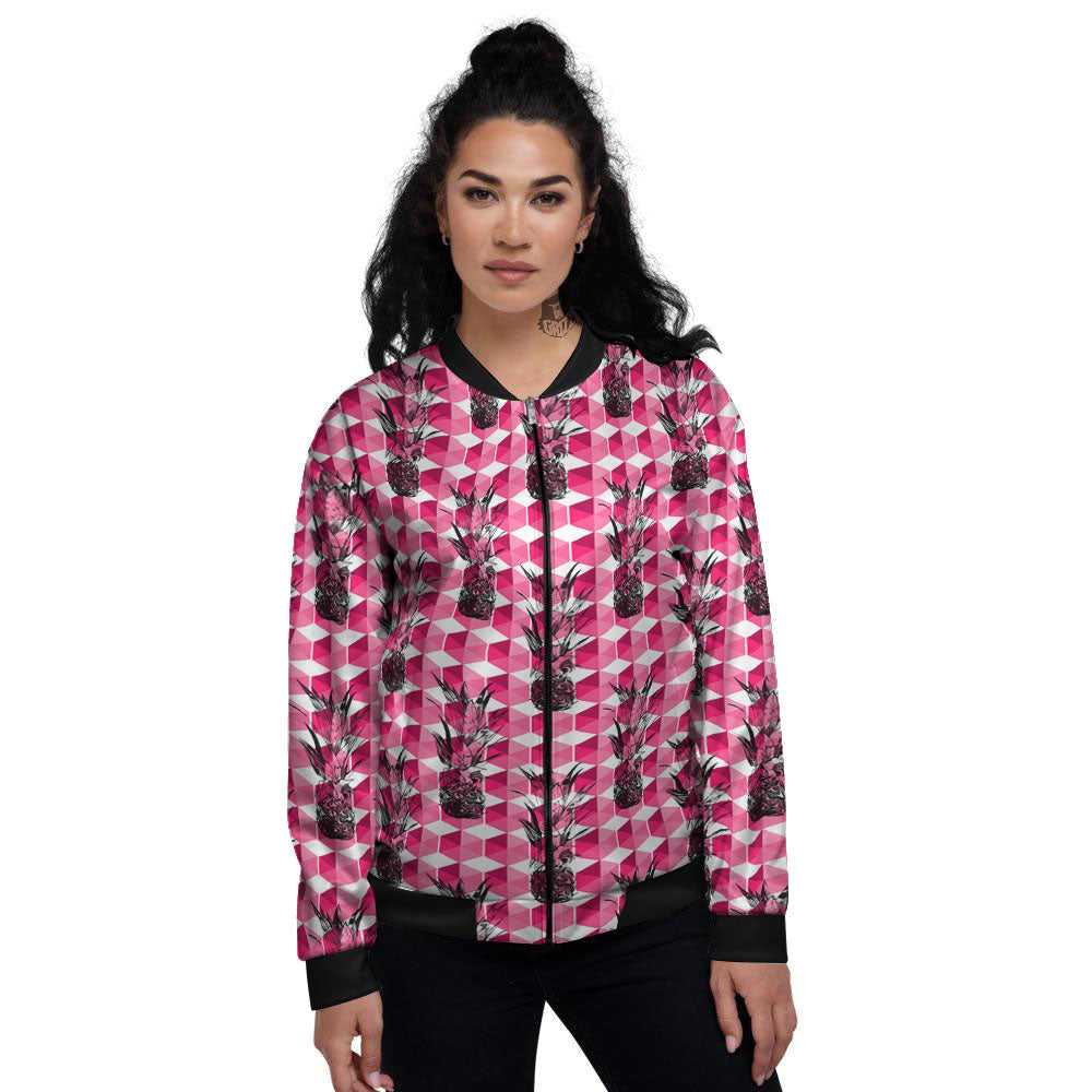 Pineapple Geometric Print Pattern Women's Bomber Jacket-grizzshop
