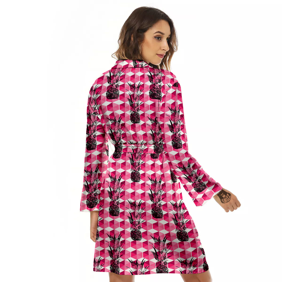 Pineapple Geometric Print Pattern Women's Robe-grizzshop