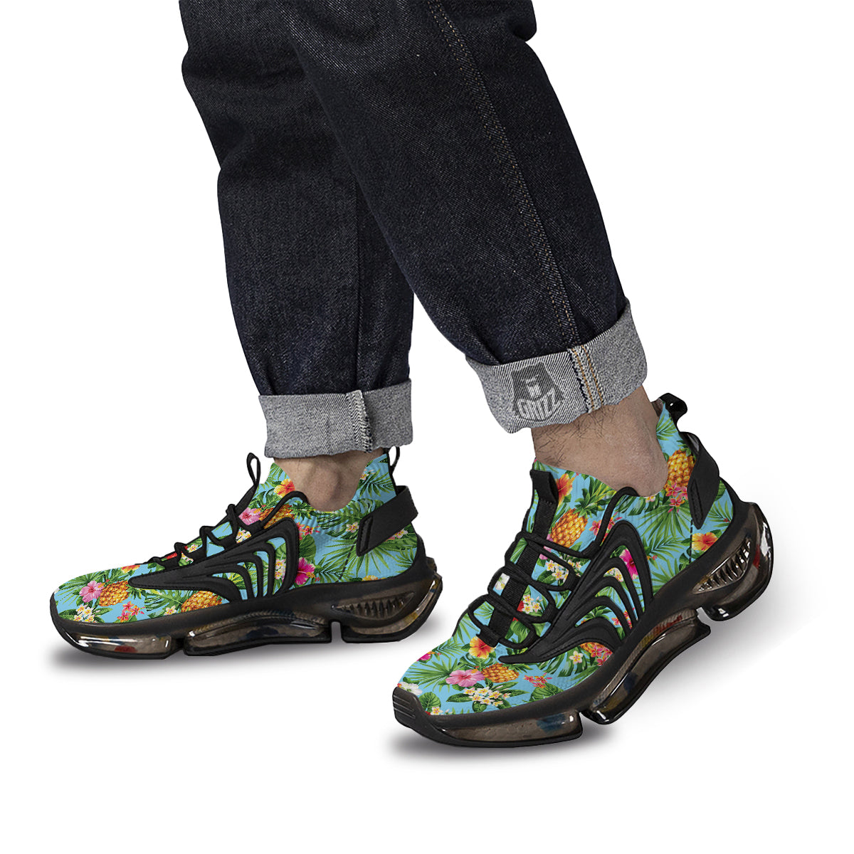 Pineapple Hawaii Tropical Print Pattern Black Gym Shoes-grizzshop