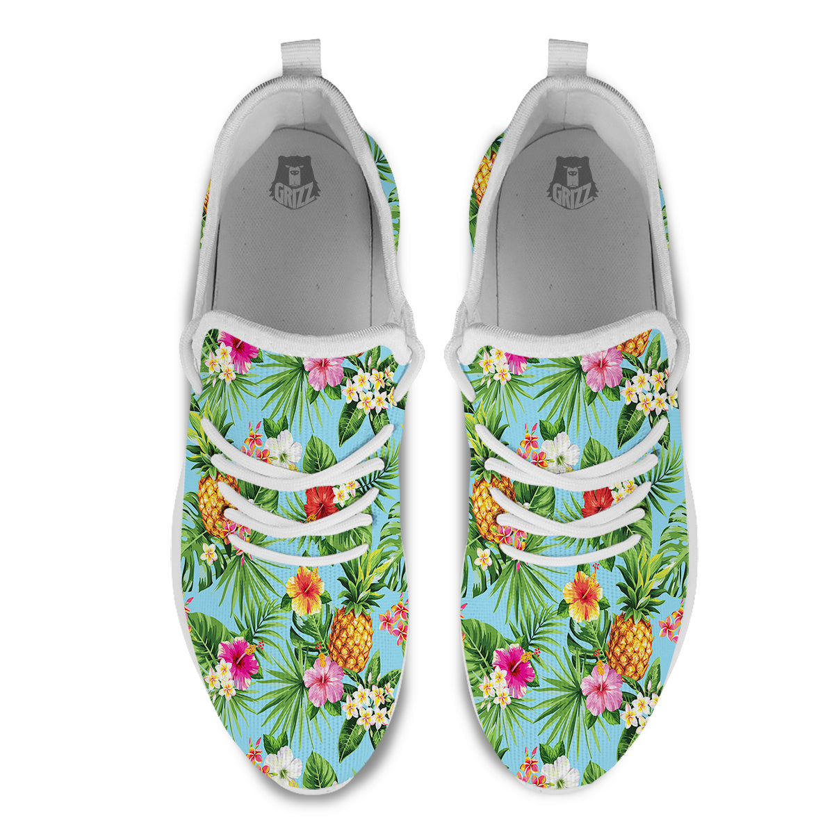 Pineapple Hawaii Tropical Print Pattern White Athletic Shoes-grizzshop