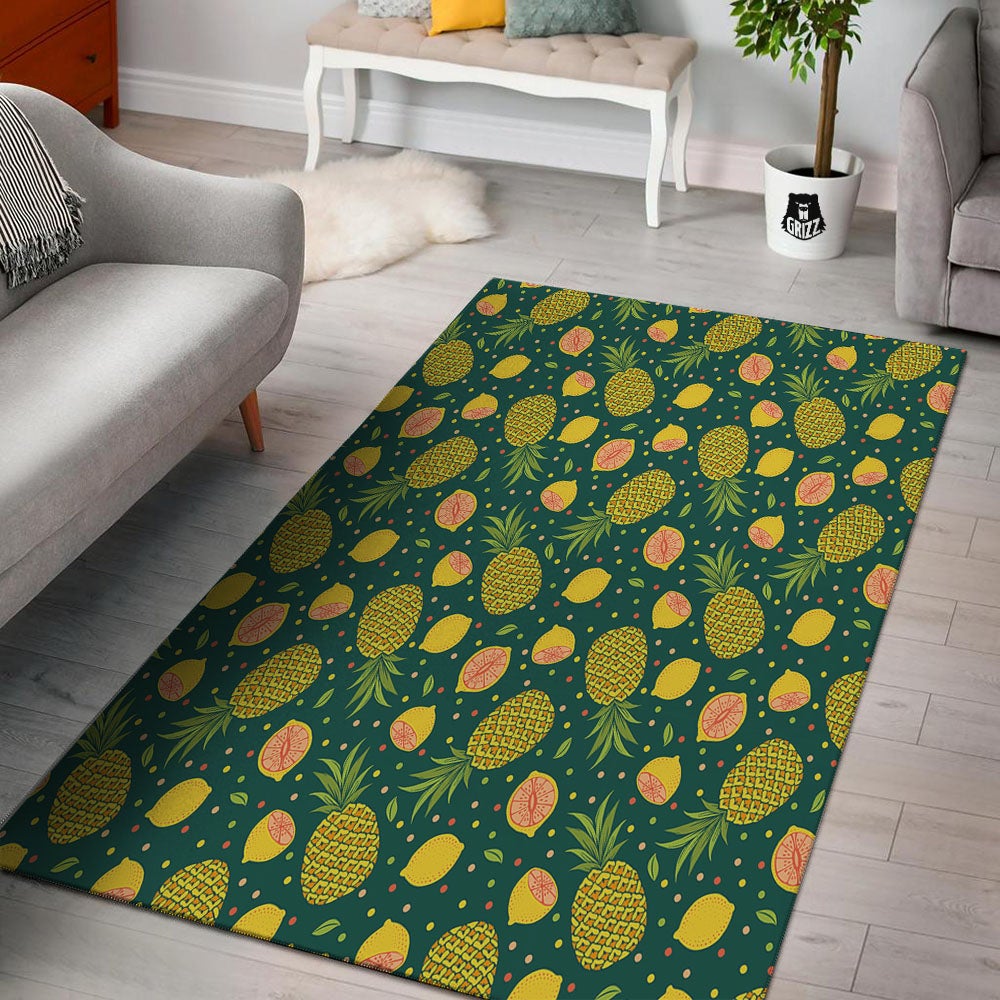 Pineapple Hawaiian Lime Print Pattern Floor Mat-grizzshop