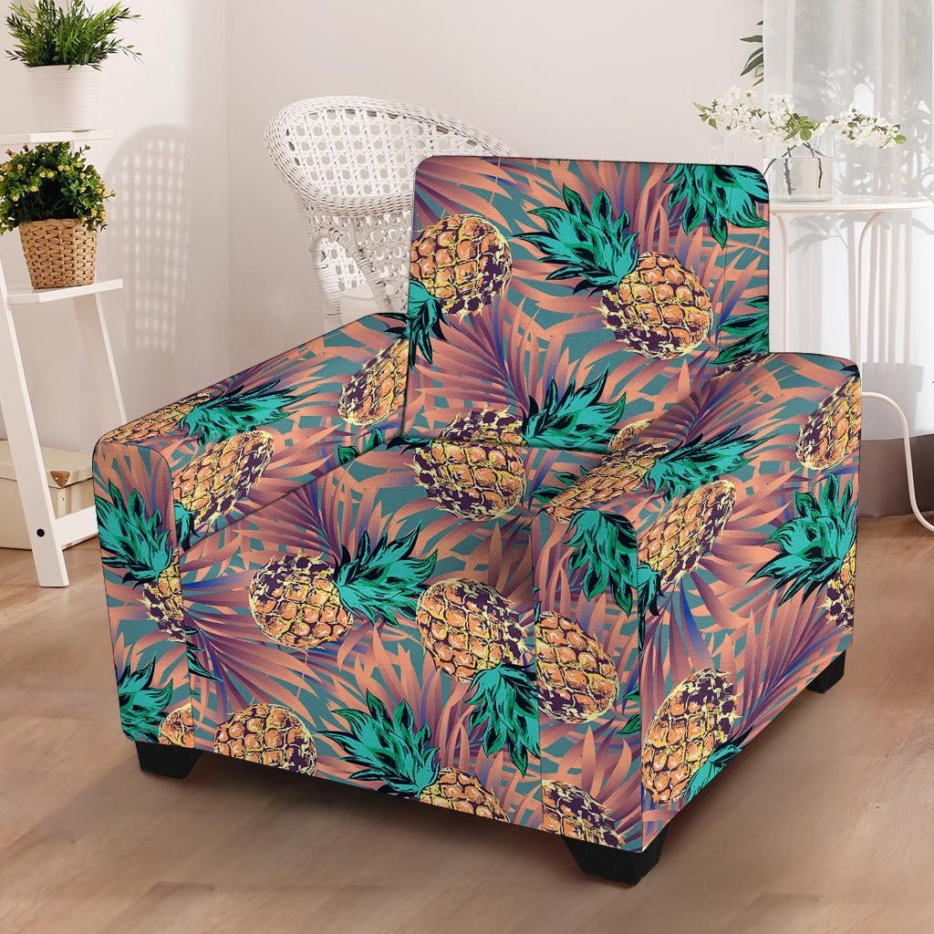 Pineapple Hawaiian Print Armchair Cover-grizzshop