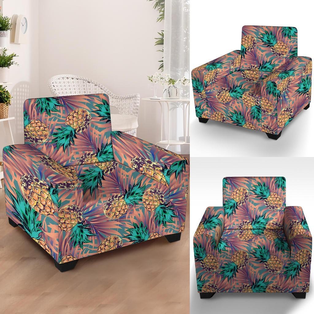 Pineapple Hawaiian Print Armchair Cover-grizzshop