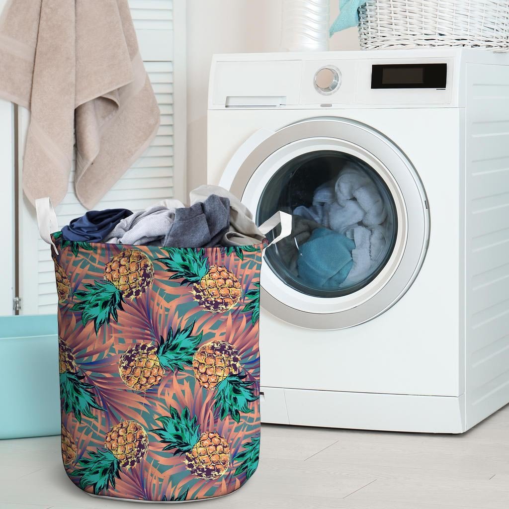 Pineapple Hawaiian Print Laundry Basket-grizzshop