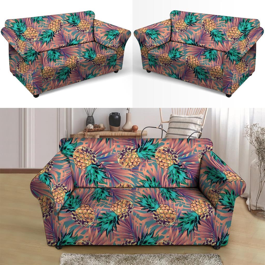 Pineapple Hawaiian Print Loveseat Cover-grizzshop