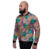 Pineapple Hawaiian Print Men's Bomber Jacket-grizzshop