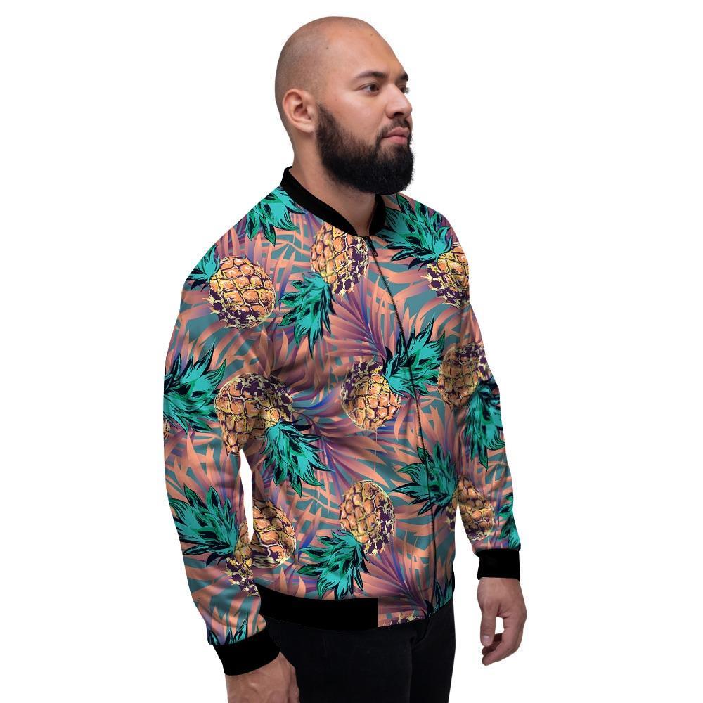 Pineapple Hawaiian Print Men's Bomber Jacket-grizzshop