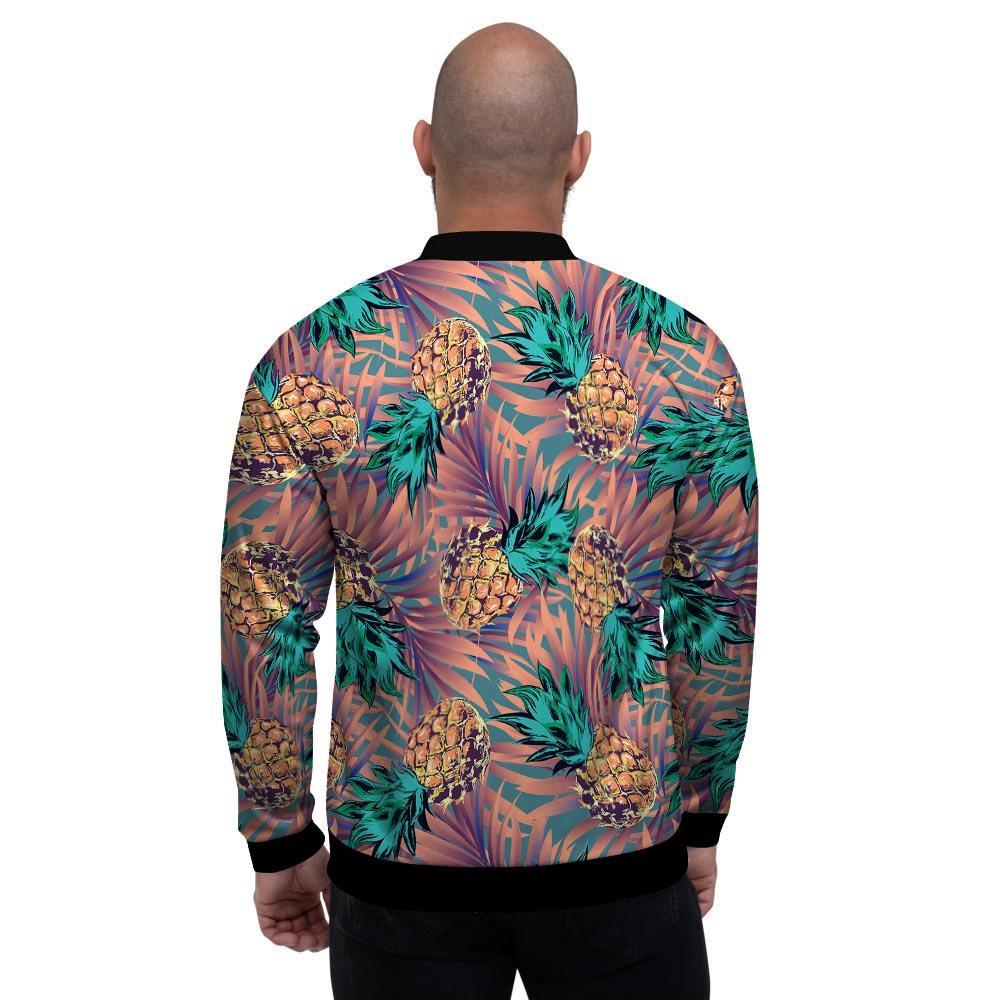 Pineapple Hawaiian Print Men's Bomber Jacket-grizzshop