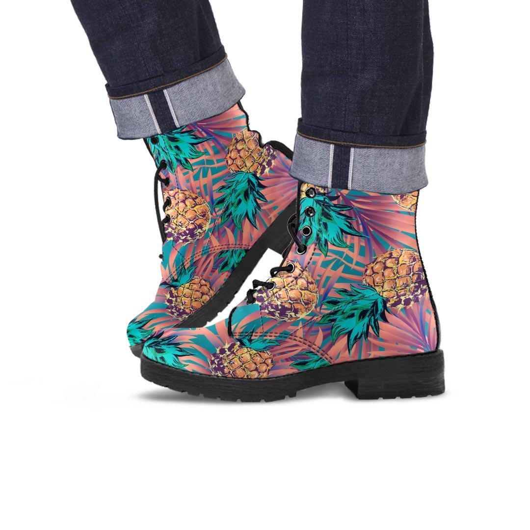 Pineapple Hawaiian Print Men's Boots-grizzshop