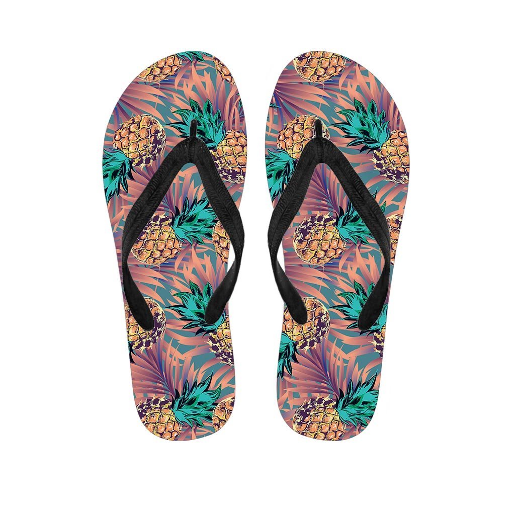 Pineapple Hawaiian Print Men's Flip Flops-grizzshop