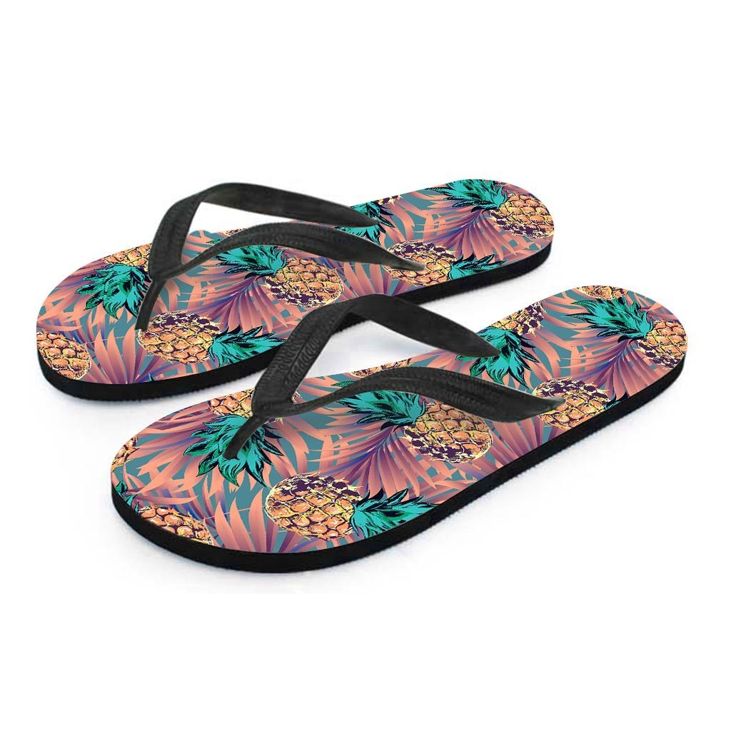 Pineapple Hawaiian Print Men's Flip Flops-grizzshop