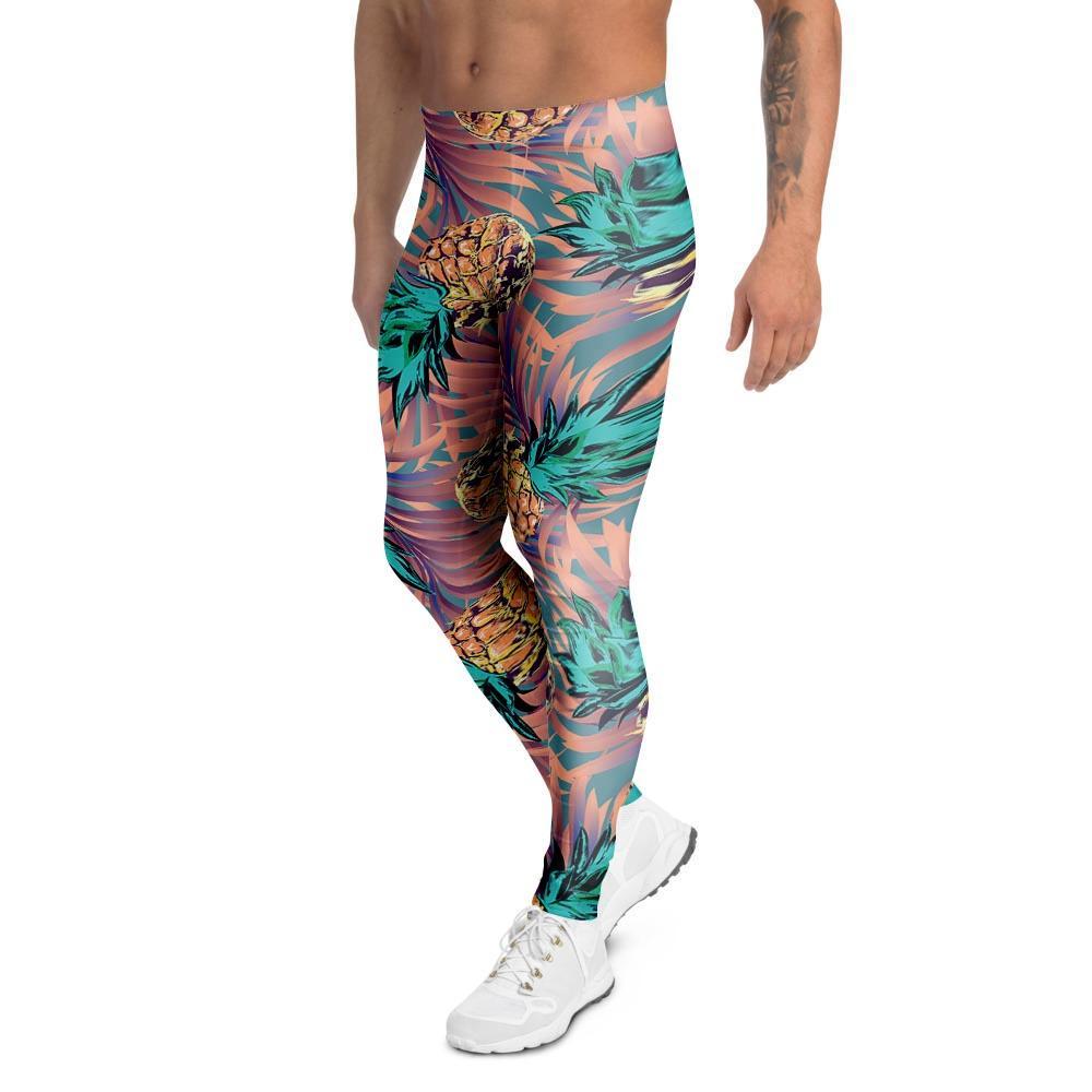 Pineapple Hawaiian Print Men's Leggings-grizzshop