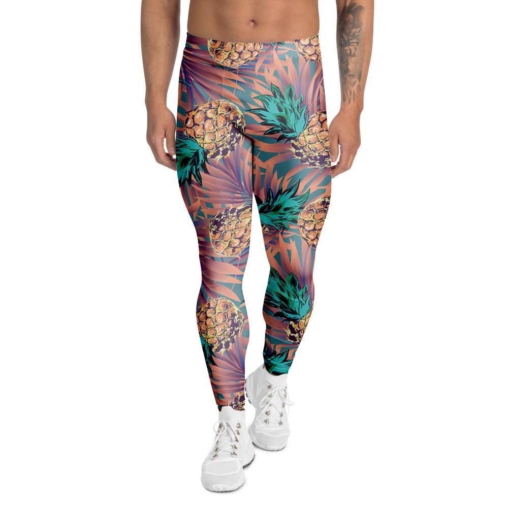 Pineapple Hawaiian Print Men's Leggings-grizzshop