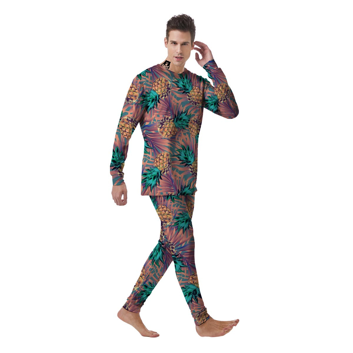 Pineapple Hawaiian Print Men's Pajamas-grizzshop