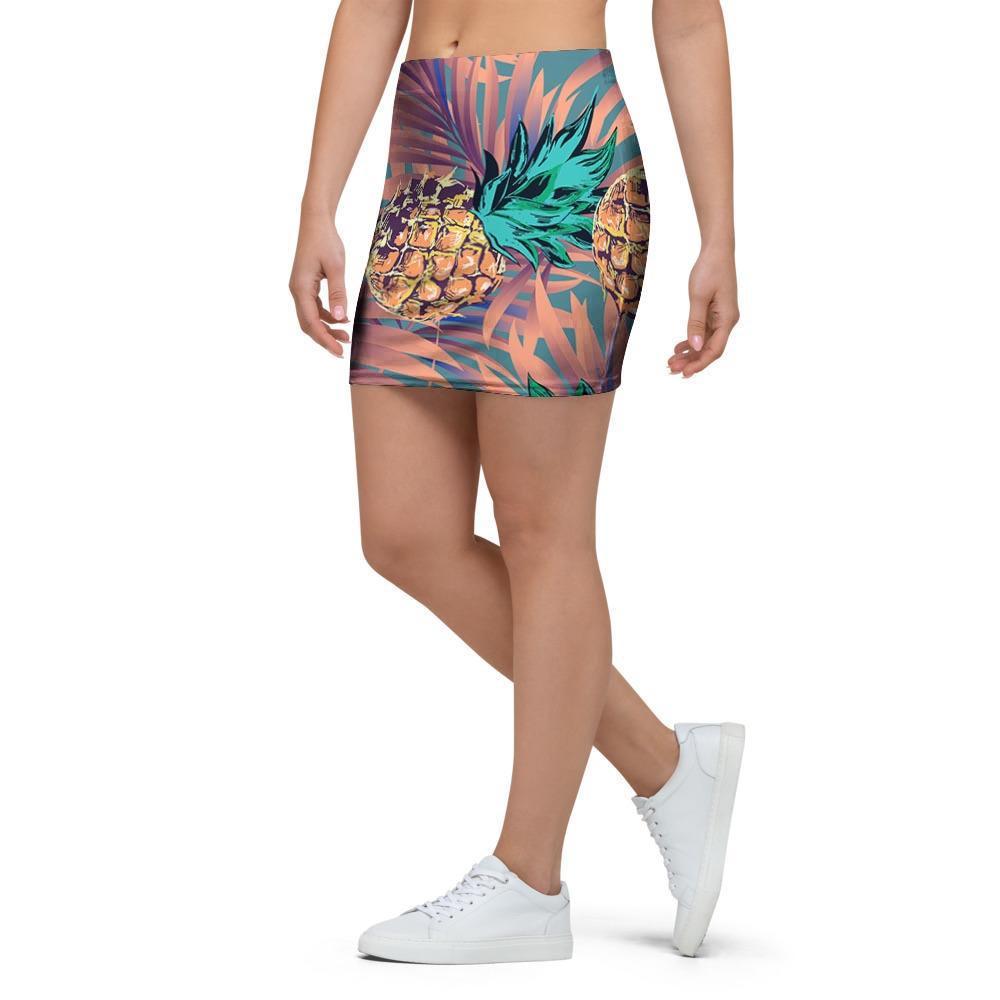 Pineapple Hawaiian Print Mini Skirt-grizzshop