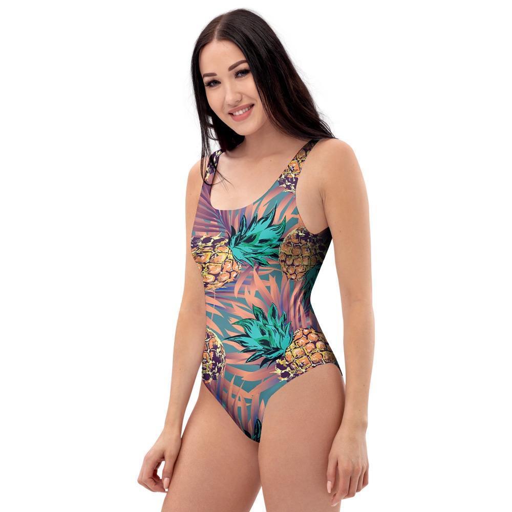 Pineapple Hawaiian Print One Piece Swimsuite-grizzshop