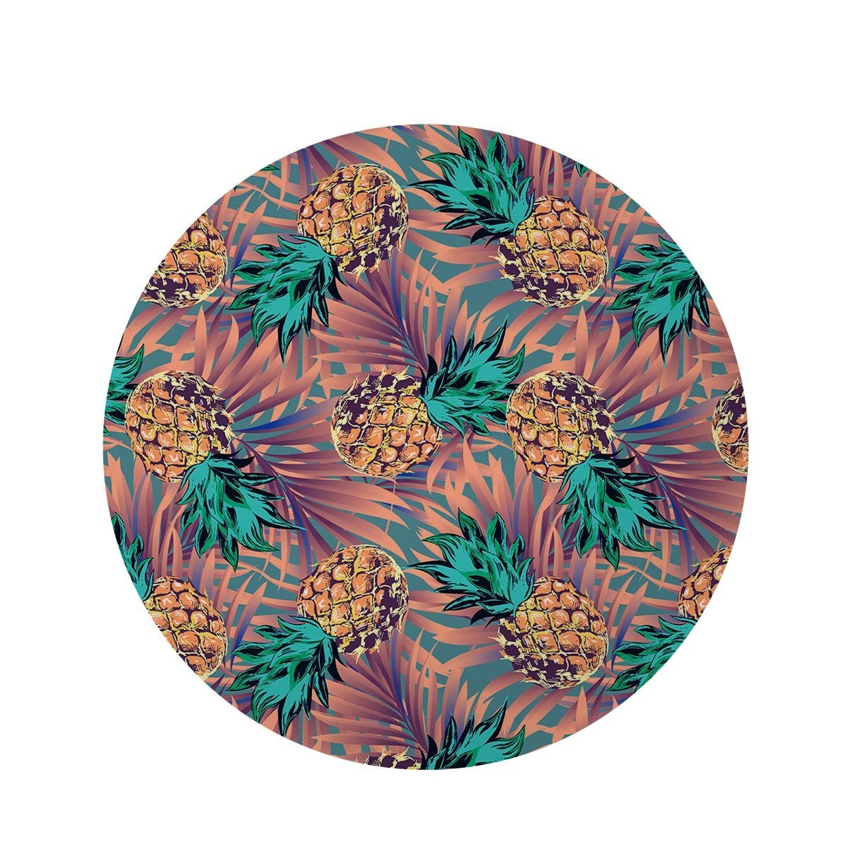 Pineapple Hawaiian Print Round Rug-grizzshop