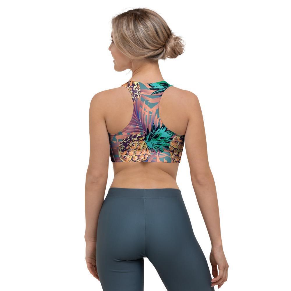 Pineapple Hawaiian Print Sports Bra-grizzshop