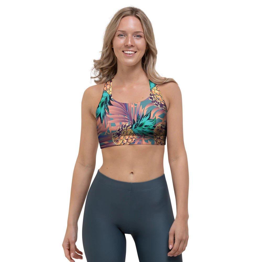 Pineapple Hawaiian Print Sports Bra-grizzshop