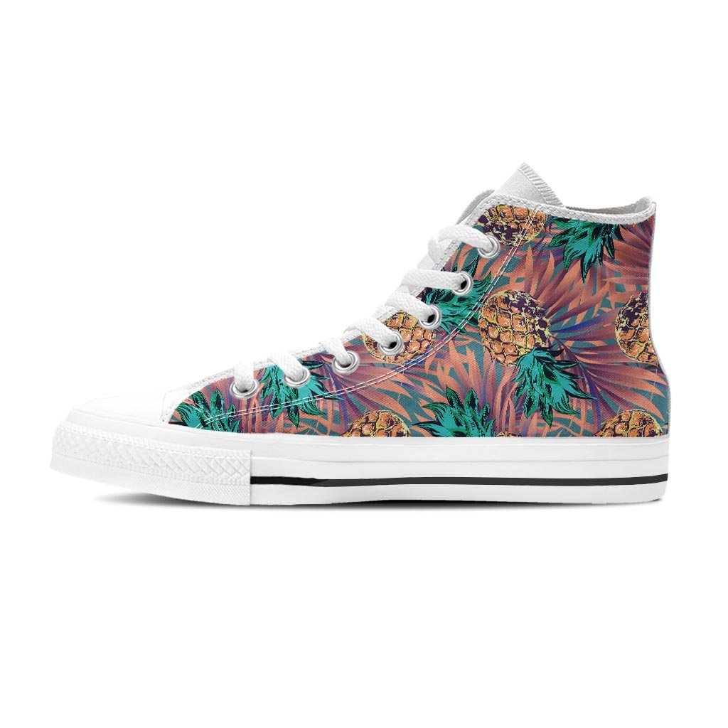 Pineapple Hawaiian Print Women's High Top Shoes-grizzshop