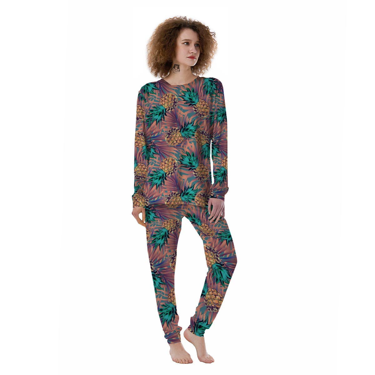 Pineapple Hawaiian Print Women's Pajamas-grizzshop