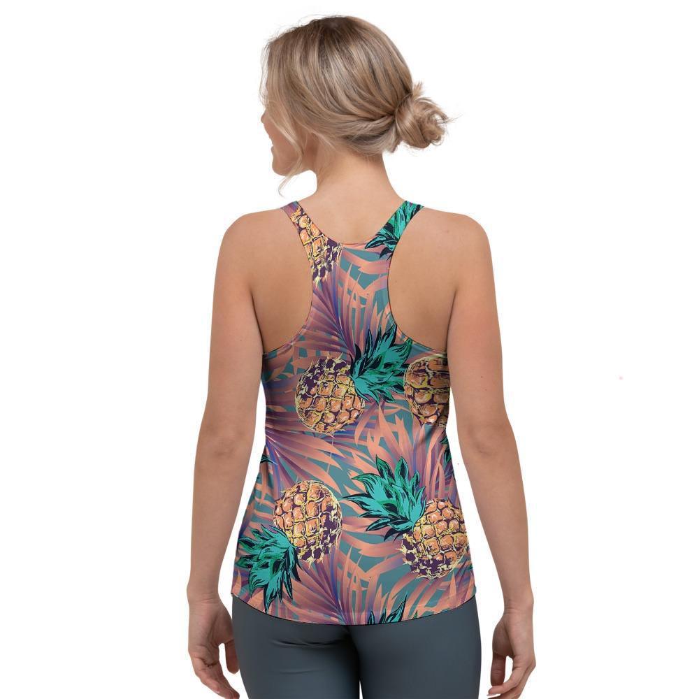 Pineapple Hawaiian Print Women's Racerback Tank Top-grizzshop