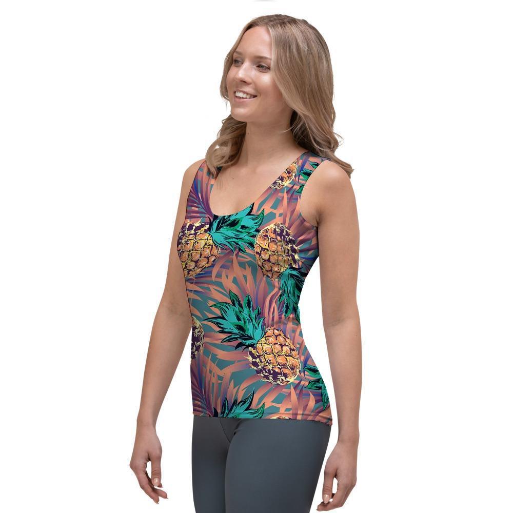 Pineapple Hawaiian Print Women's Tank Top-grizzshop