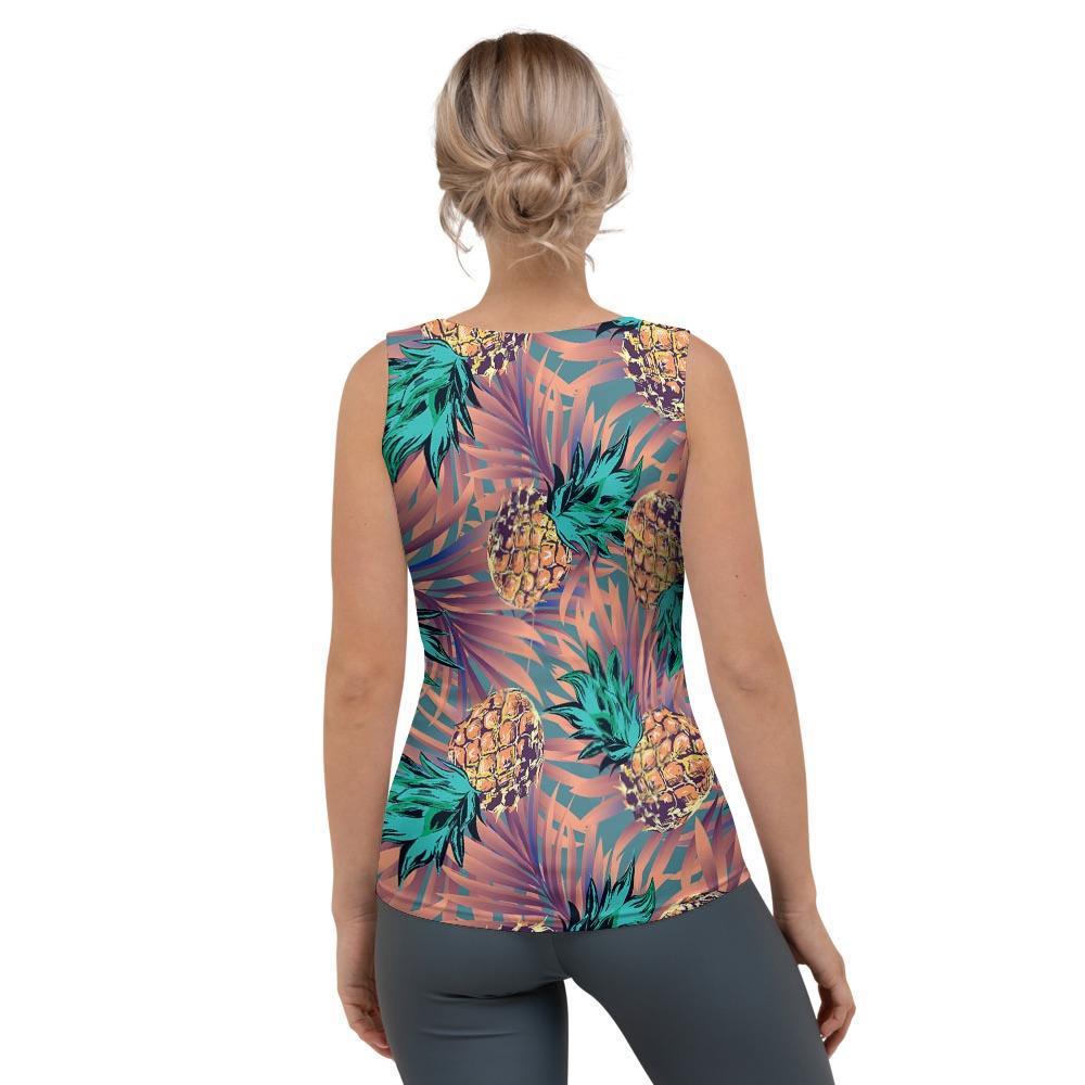 Pineapple Hawaiian Print Women's Tank Top-grizzshop