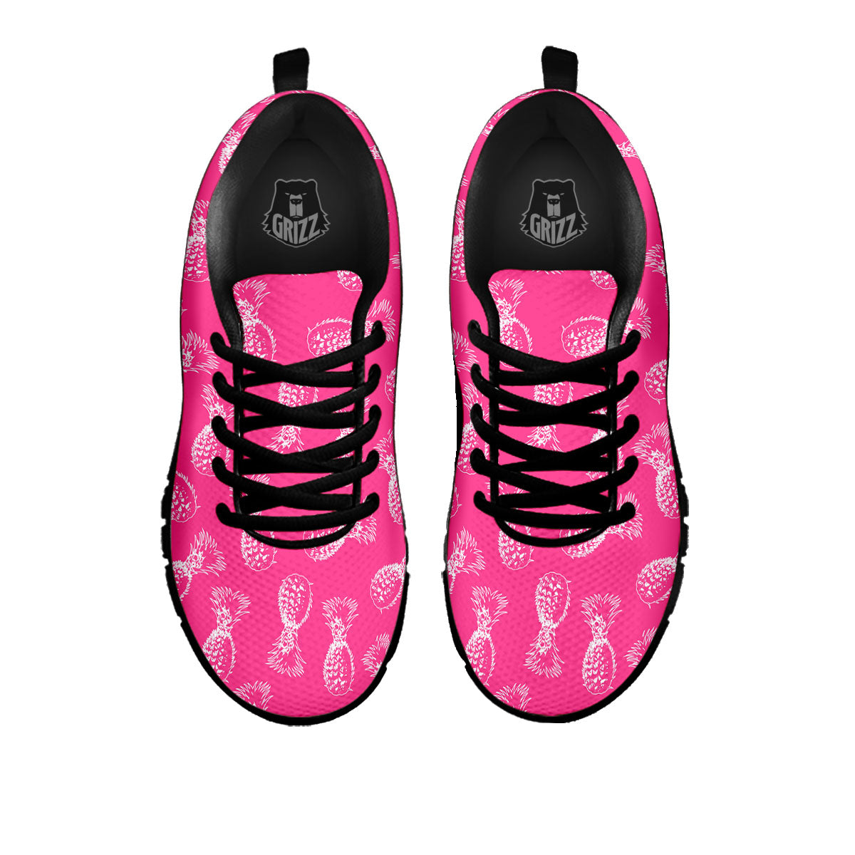 Pineapple Hot Pink Print Pattern Black Sneaker-grizzshop