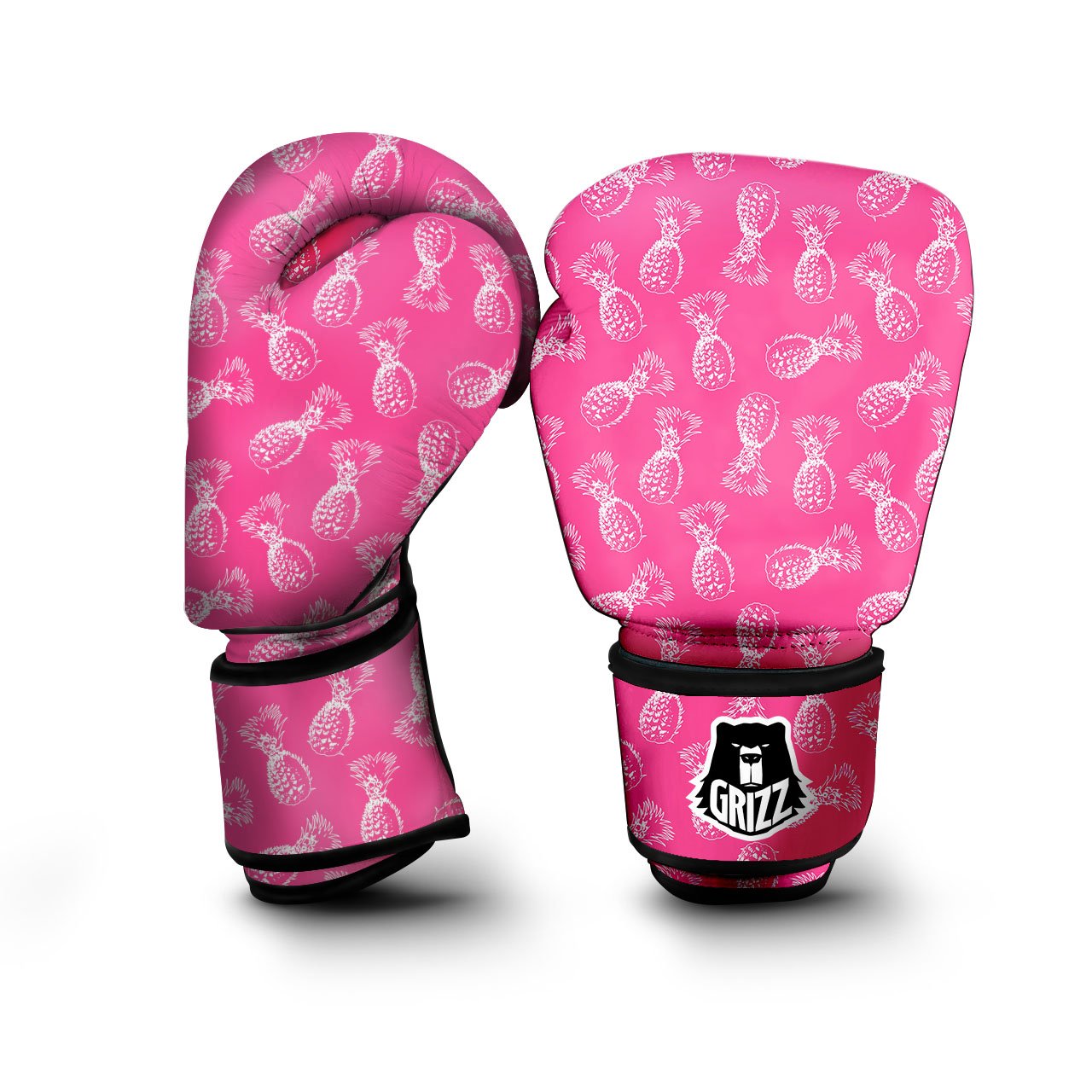 Pineapple Hot Pink Print Pattern Boxing Gloves-grizzshop