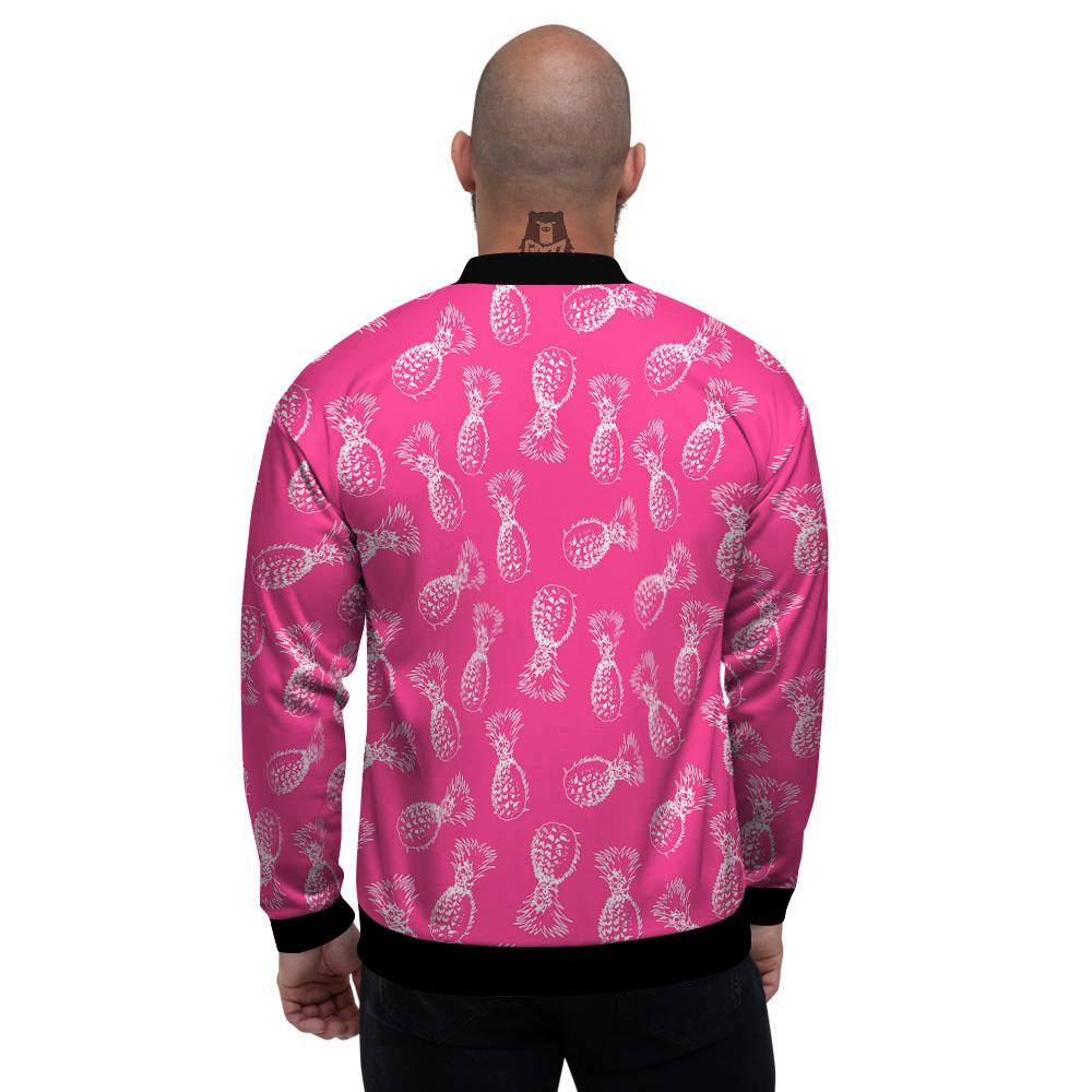 Pineapple Hot Pink Print Pattern Men's Bomber Jacket-grizzshop