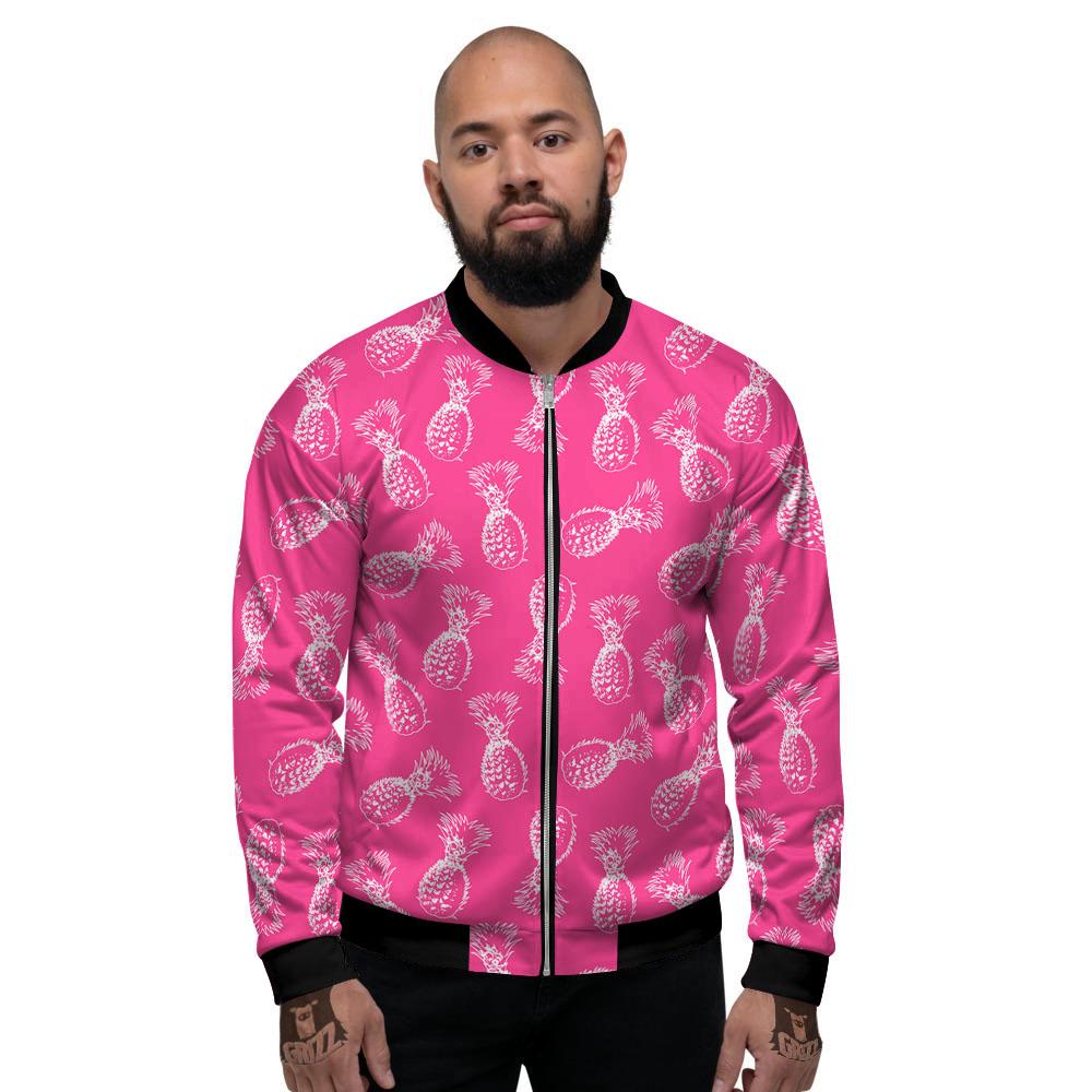 Pineapple Hot Pink Print Pattern Men's Bomber Jacket-grizzshop