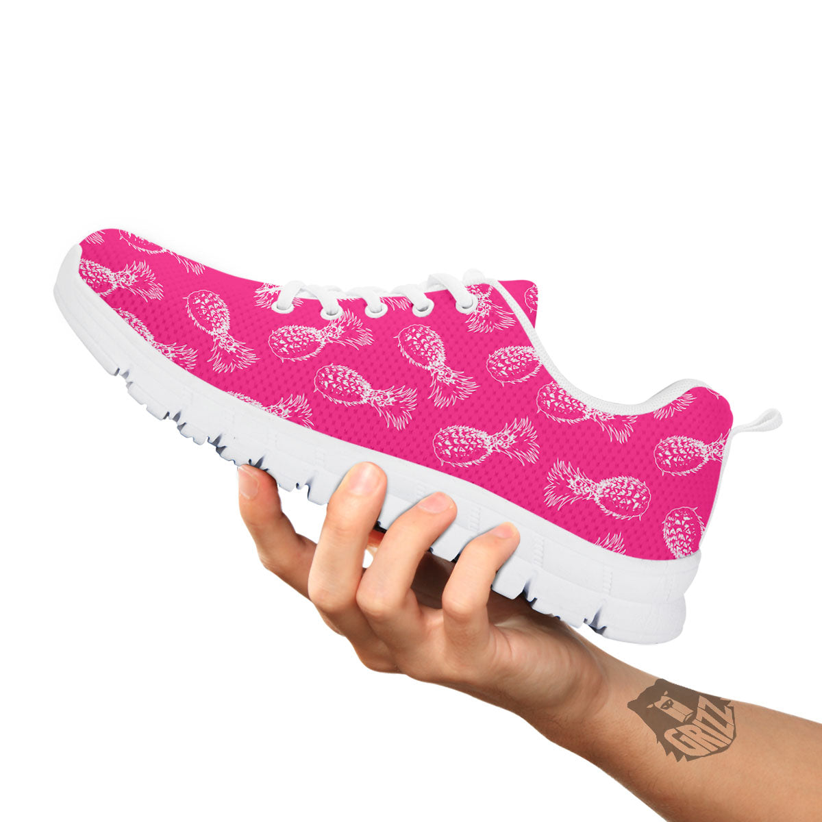 Pineapple Hot Pink Print Pattern White Sneaker-grizzshop