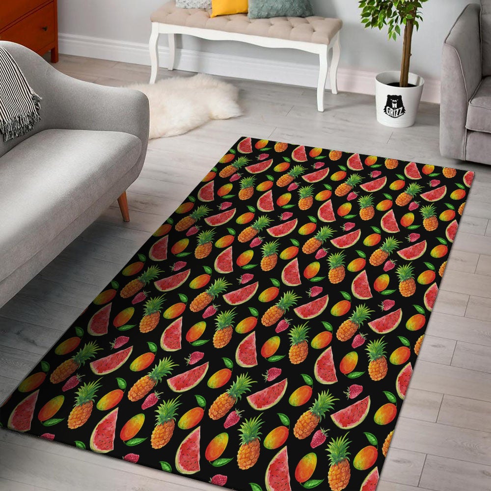 Pineapple Mix Fruit Print Pattern Floor Mat-grizzshop