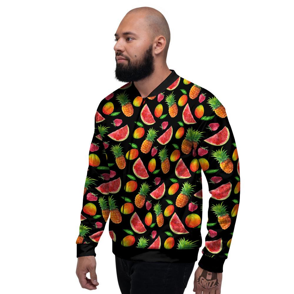 Pineapple Mix Fruit Print Pattern Men's Bomber Jacket-grizzshop