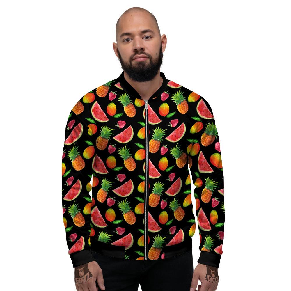 Pineapple Mix Fruit Print Pattern Men's Bomber Jacket-grizzshop
