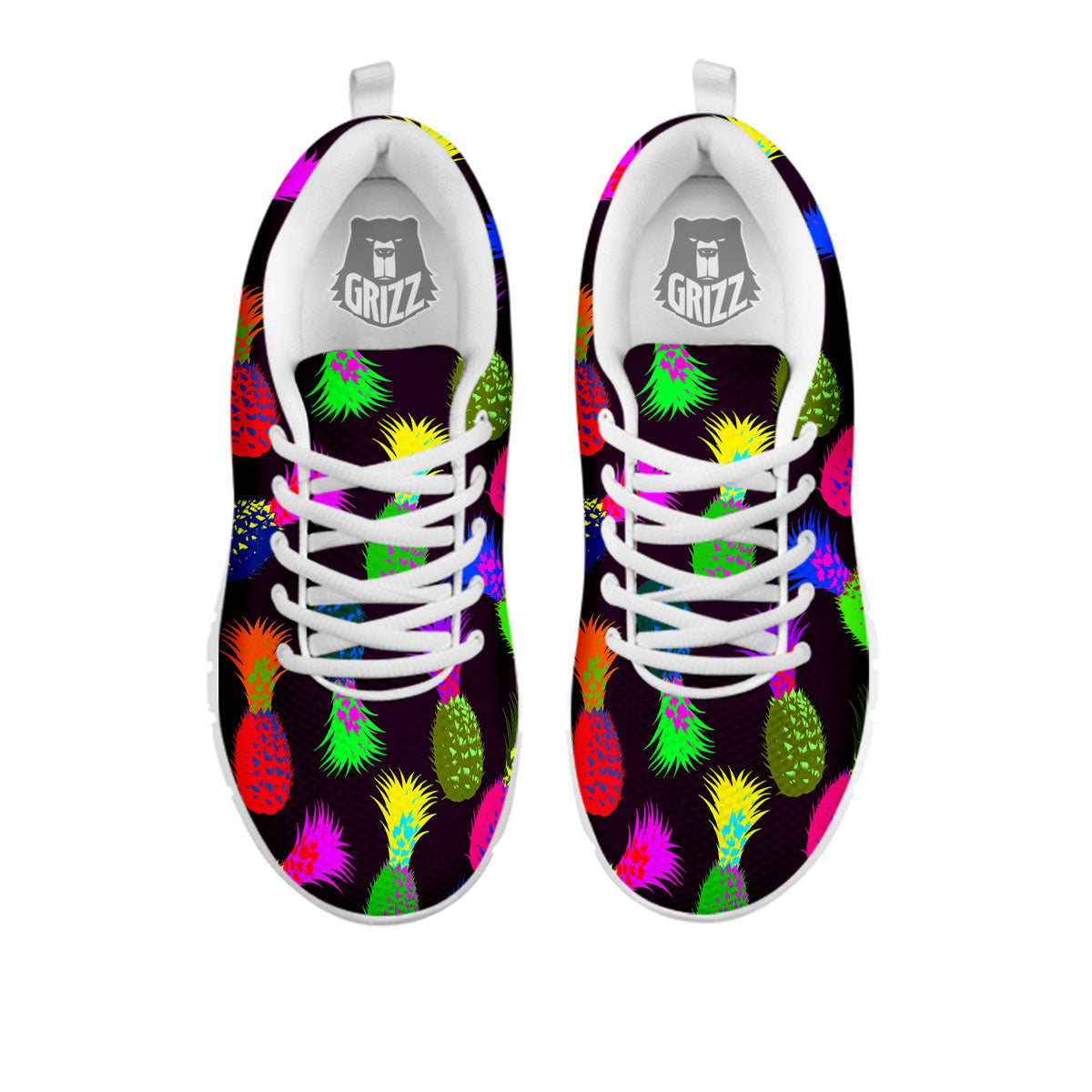 Pineapple Neon Trippy Print Pattern White Sneaker-grizzshop