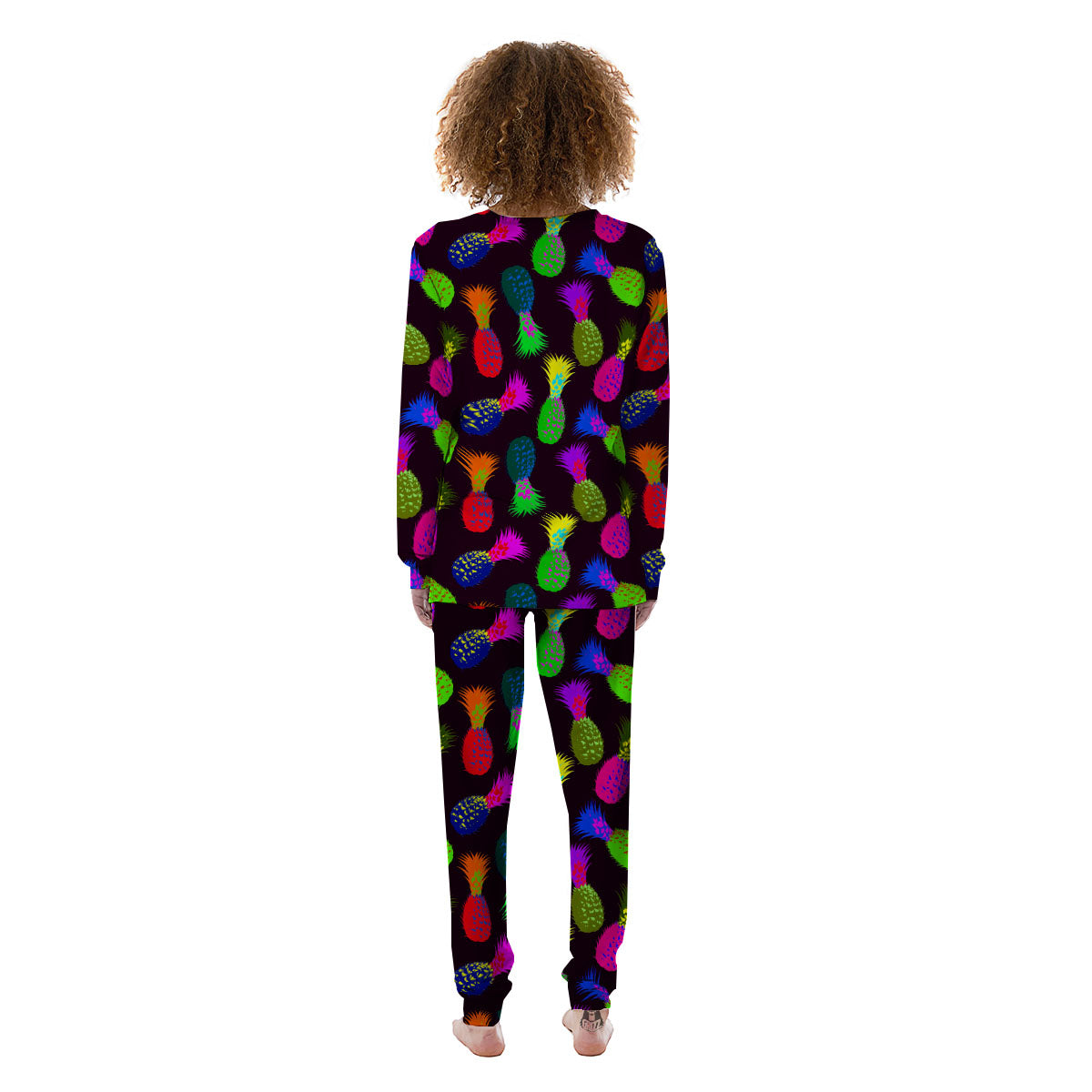 Pineapple Neon Trippy Print Pattern Women's Pajamas-grizzshop