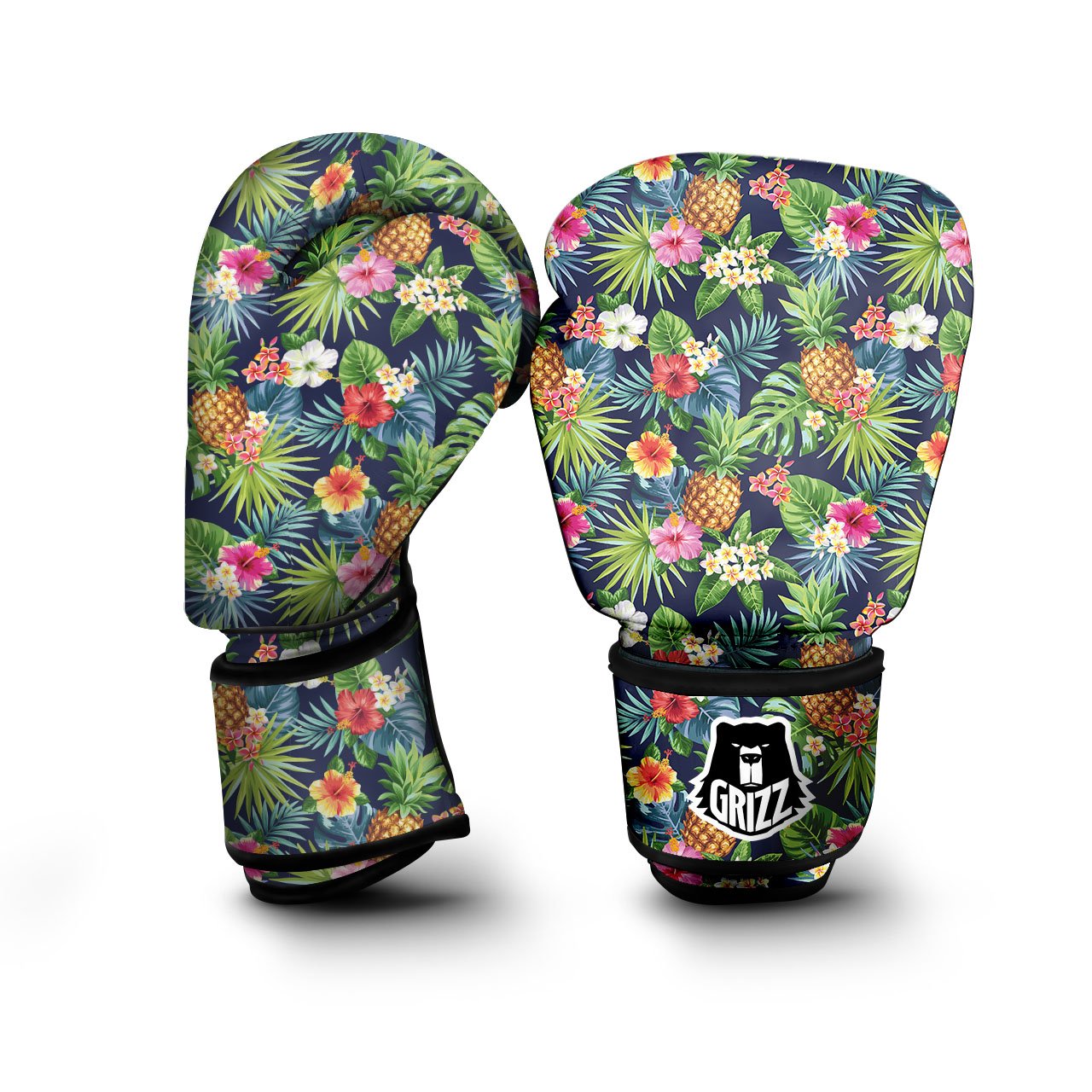 Pineapple Palm Leaf Print Pattern Boxing Gloves-grizzshop