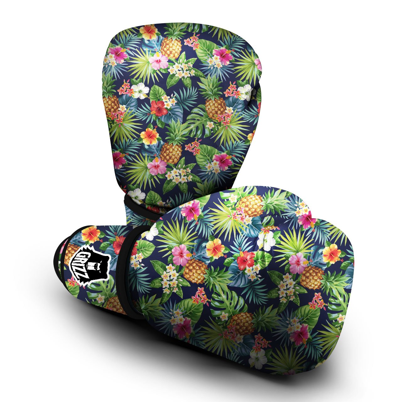 Pineapple Palm Leaf Print Pattern Boxing Gloves-grizzshop