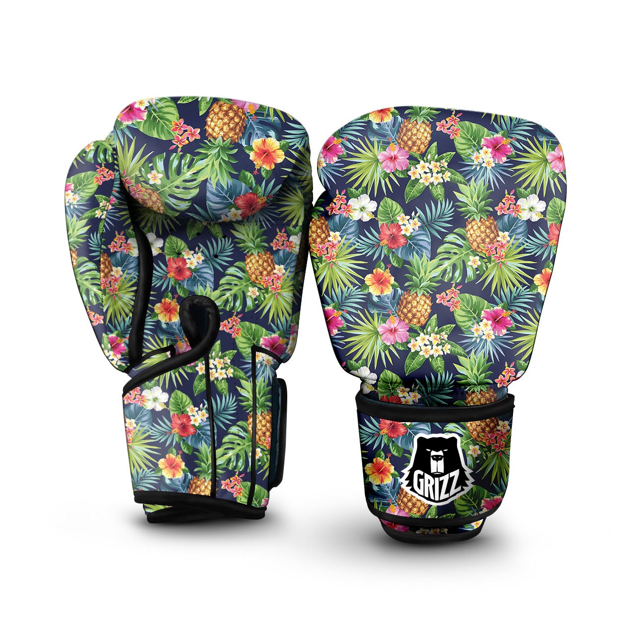 Pineapple Palm Leaf Print Pattern Boxing Gloves-grizzshop