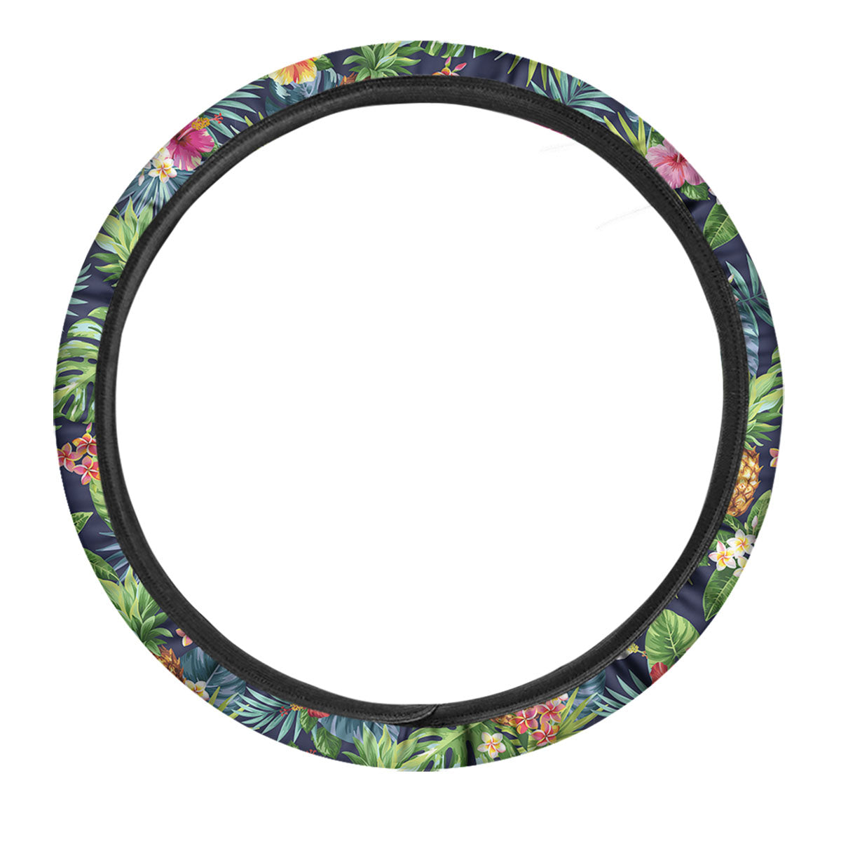 Pineapple Palm Leaf Print Pattern Car Steering Wheel Cover-grizzshop