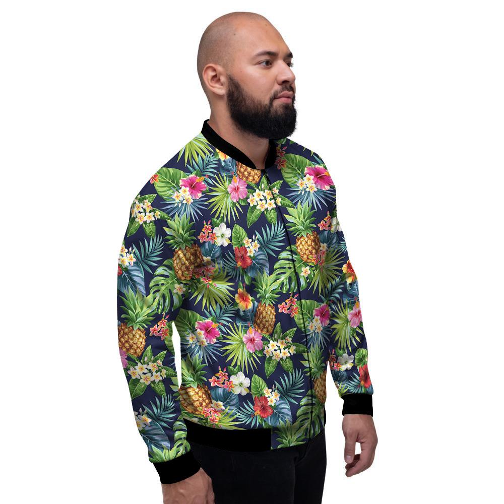 Pineapple Palm Leaf Print Pattern Men's Bomber Jacket-grizzshop