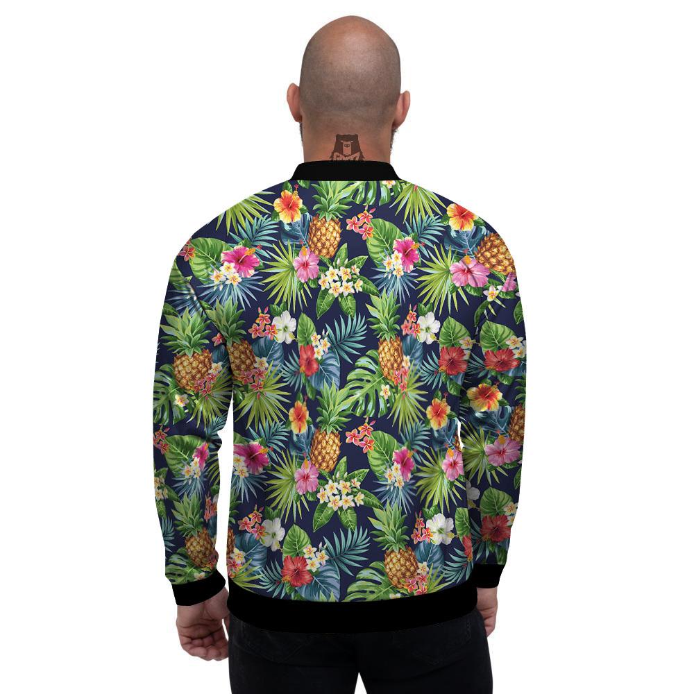 Pineapple Palm Leaf Print Pattern Men's Bomber Jacket-grizzshop