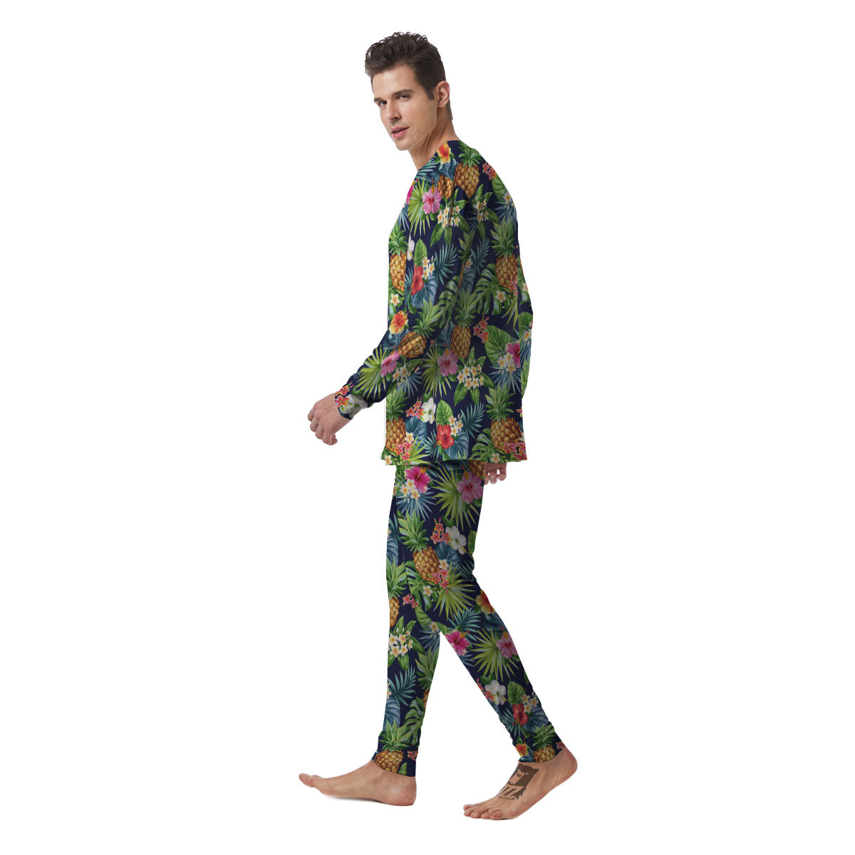 Pineapple Palm Leaf Print Pattern Men's Pajamas-grizzshop