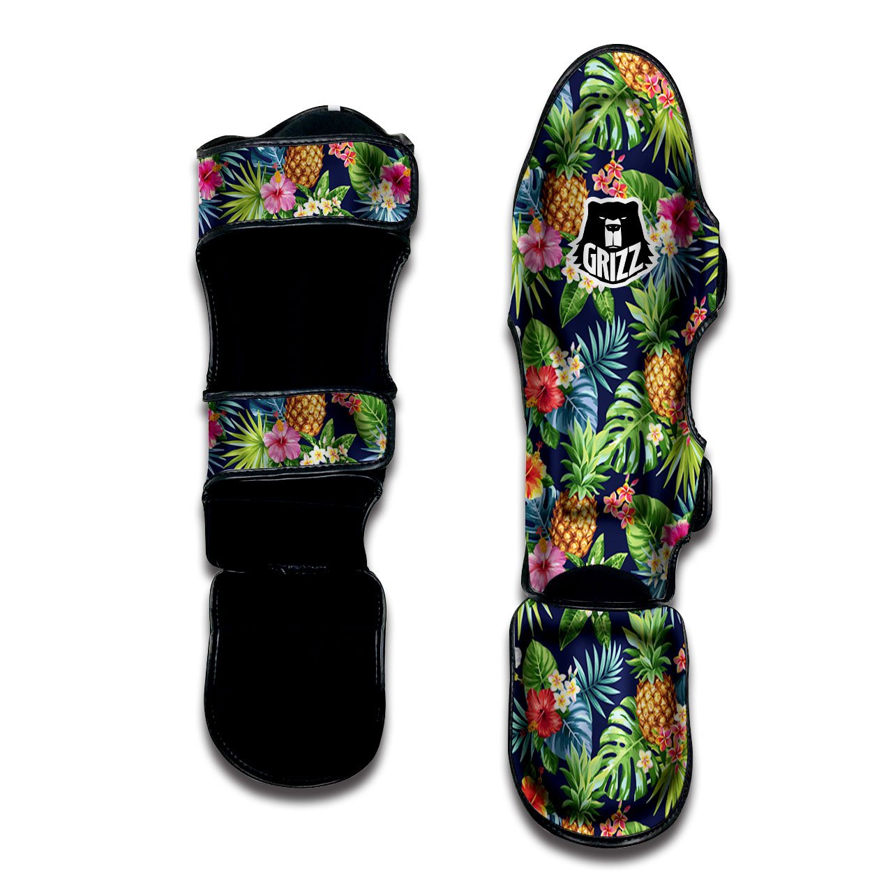 Pineapple Palm Leaf Print Pattern Muay Thai Shin Guards-grizzshop