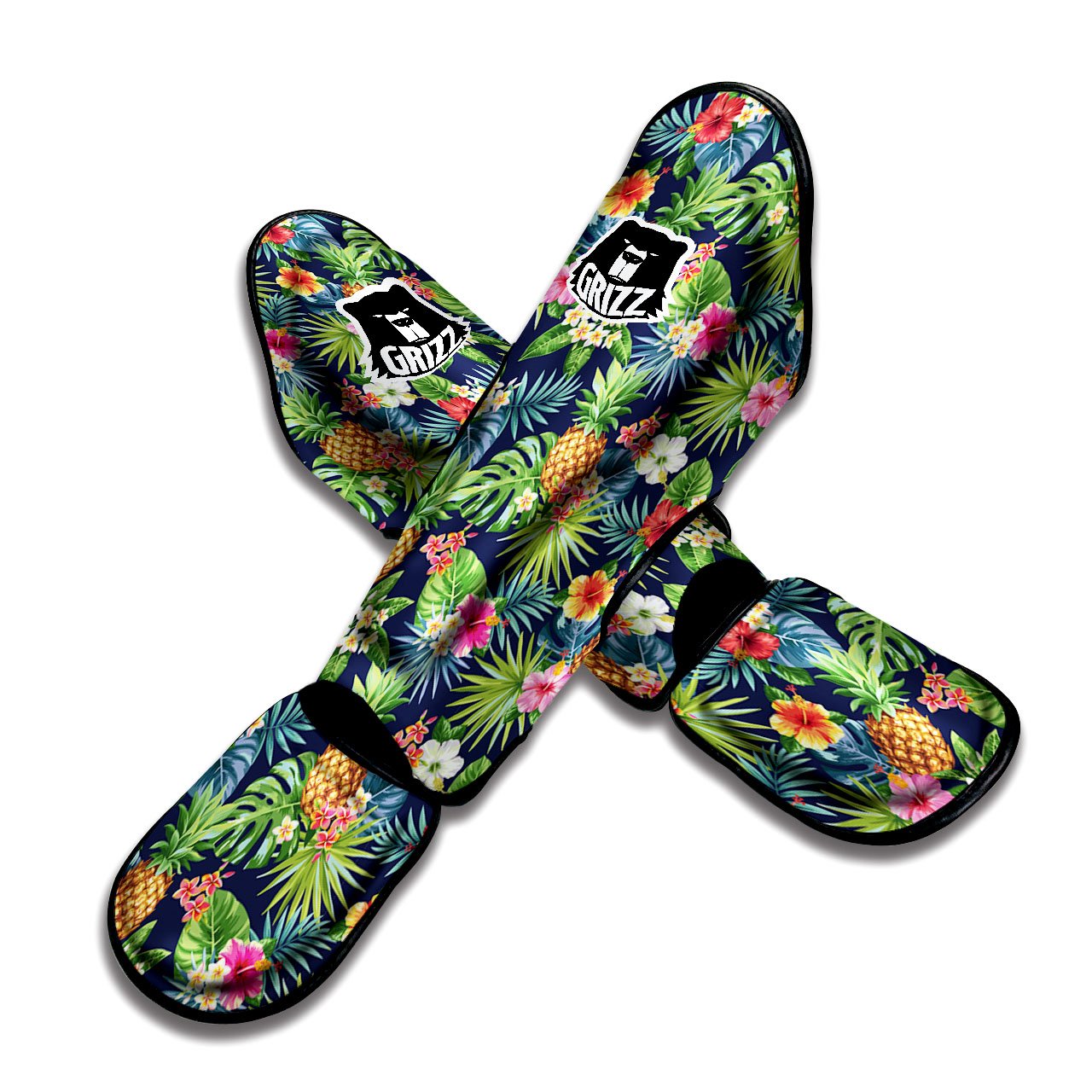 Pineapple Palm Leaf Print Pattern Muay Thai Shin Guards-grizzshop