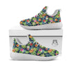 Pineapple Palm Leaf Print Pattern White Athletic Shoes-grizzshop