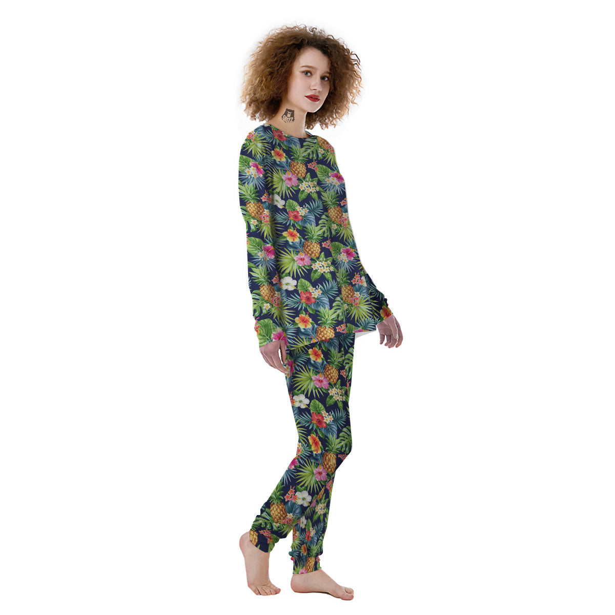 Pineapple Palm Leaf Print Pattern Women's Pajamas-grizzshop
