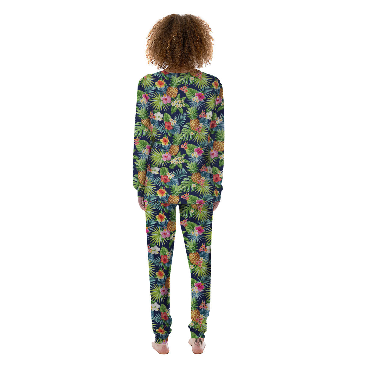Pineapple Palm Leaf Print Pattern Women's Pajamas-grizzshop